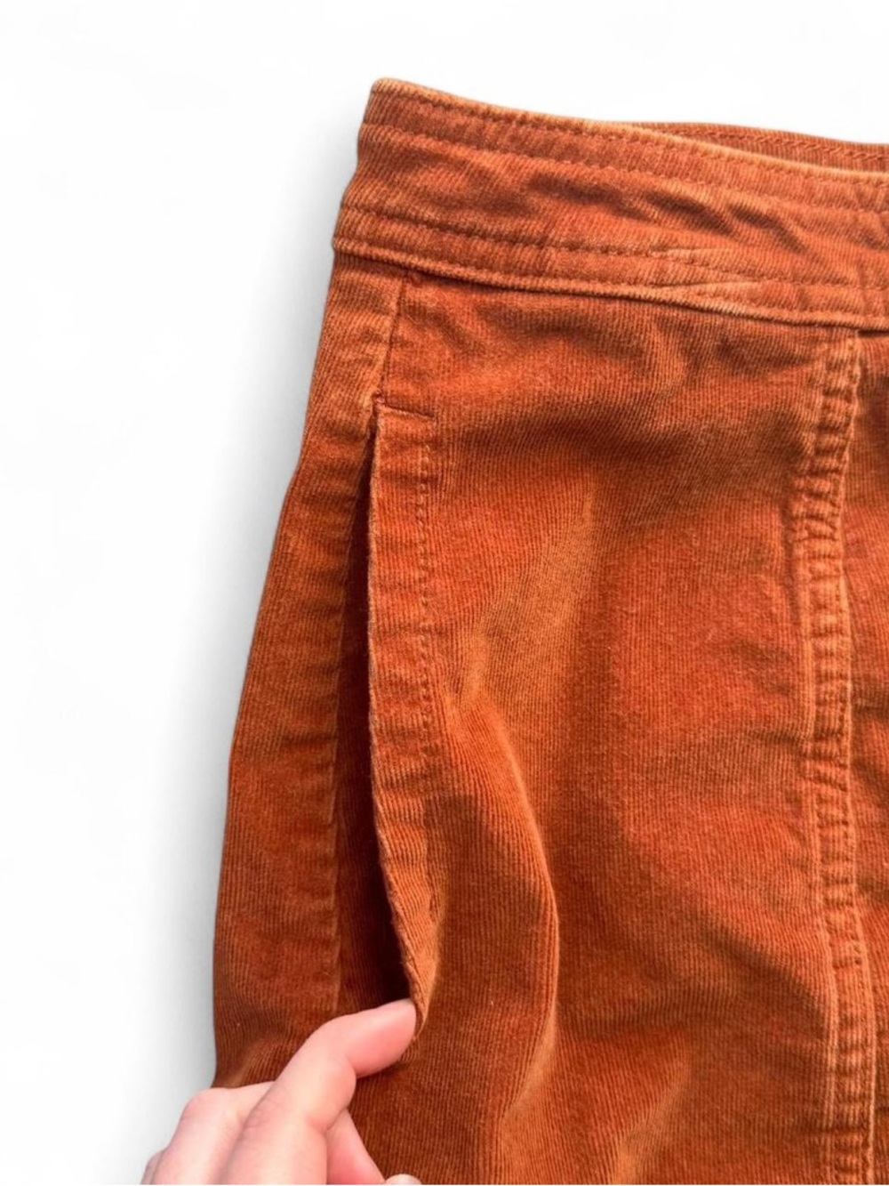 Orange Corduroy Button Front High Waist Mini Skirt Size 6 - Picture 3 of 5